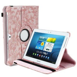 Century Accessory Rotating Leather Case For Samsung Galaxy Tab 2 P5100 (10.1 inch, Grape   Pink): Computers & Accessories