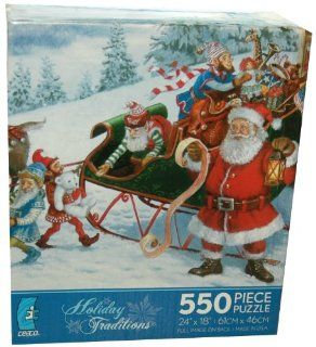 Holiday Traditions 550 Piece Jigsaw Puzzle   Santa & the Elves (2366 4): Toys & Games