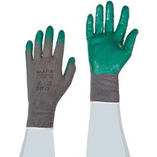 MAPA Ultrane 554 Nitrile Medium Duty Glove, Work, 9 1/4" Length, Size 6, Green (Bag of 10 Pairs): Industrial & Scientific