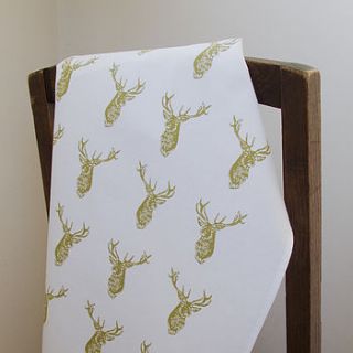 stags hand printed tea towel by weft bespoke design
