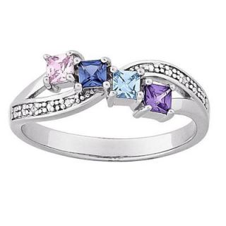 Mothers Princess Cut Austrian Crystal Simulated Birthstone and