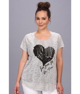 Vince Camuto Plus Size S/S Live Your Life Tee Womens T Shirt (Gray)