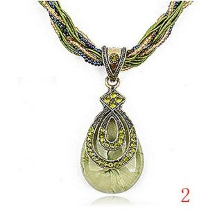 Green Bohemia Crystal Rhinestone Flower Bicyclo Water drop Pendant Necklace DDStore: Jewelry