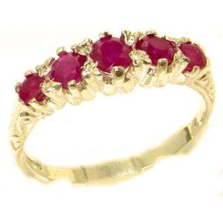 Antique Style Solid Yellow 9K Gold Natural Ruby Ring with English Hallmarks   Finger Sizes 5 to 12 Available: Jewelry