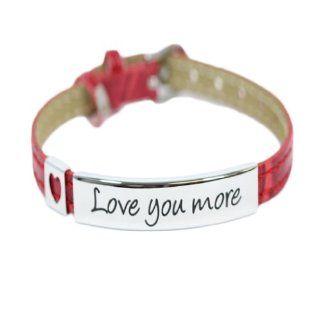 Love You More Bracelet   Red Faux Leather Bracelet   Love Jewelry: I Love You More Bracelet: Jewelry