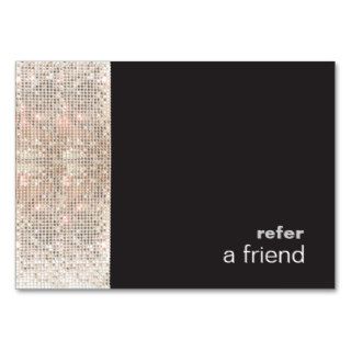 Modern Hip FAUX Sequins Salon Refer A Friend Black Business Card Templates