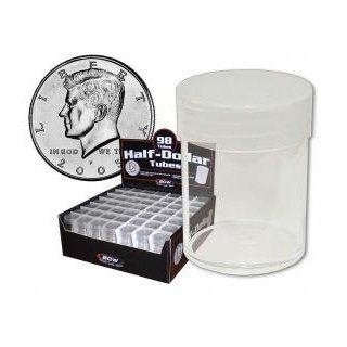 COIN STORAGE TUBES, round clear plastic w/ screw on tops for HALF DOLLARS (Quantity of 25 tubes): Everything Else