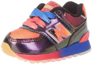 New Balance KL574 Rainbow Sneaker (Infant/Toddler),Black/Blue,2 M US Infant: Shoes
