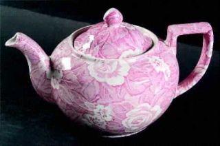 Burgess & Leigh Victorian Chintz Pink Teapot & Lid, Fine China Dinnerware   Whit