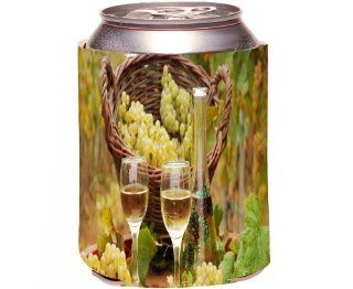 Rikki KnightTM White Wine glasses with grapes Design Drinks Cooler Neoprene Koozie: Cold Beverage Koozies: Kitchen & Dining