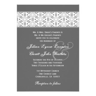 Silver Vintage Pattern Insert Wedding Monogram 228 Invites
