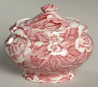 Burgess & Leigh Victorian Chintz Pink Sugar Bowl & Lid, Fine China Dinnerware  