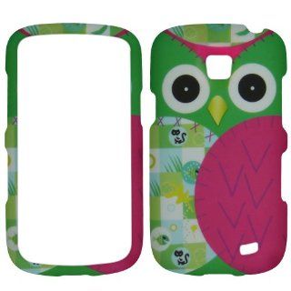 Pink Green Owl Samsung Galaxy Proclaim Sch s720c Case Hard Phone Snap on Cover Rubberized Skin Faceplates Cell Phones & Accessories