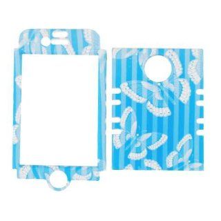 Cell Armor IPHONE4G RSNAP TE578 Rocker Snap On Case for iPhone 4/4S   Retail Packaging   Butterflies/Blue Stripes: Cell Phones & Accessories