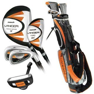 Intech Lancer Junior Golf Set, (Right Handed, Age 8 to 12, 17.5 degree Driver, 4/5 Hybrid Iron, Wide Sole 7 and 9 irons, Junior Putter, Deluxe Stand Bag): Sports & Outdoors