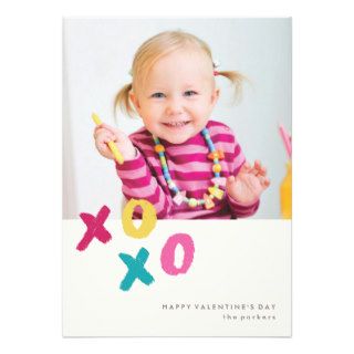 Painted XOXO Valentine's Day Card   Turquoise Custom Announcement