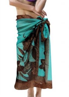 New Brand Summer Casual Beach Dress Diverse style Wrap Chiffon Bohemia Long Sarong (Green Flowers): Health & Personal Care