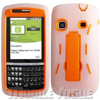 Samsung Replenish/M580 Clear/Orange Combo Silicone Case + Hard Cover + Kickstand Hybrid Case Boost Mobile/Sprint: Cell Phones & Accessories