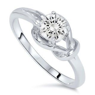 .50CT Everlong Diamond Solitaire Knot Ring 14K White Gold: Engagement Rings: Jewelry