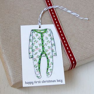 personalised first christmas gift tag by clara and macy