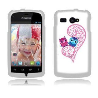 Hard Plastic Snap on Cover Fits Kyocera C5170 Hydro Pink Blue Love Owl Shield Cricket, BoostMobile: Cell Phones & Accessories