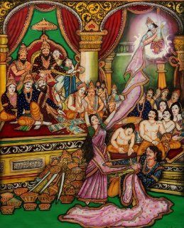 Draupadi Chira harana   Mysore Painting with 24 Karat Gold   Artist: Chandrika   Oil Paintings
