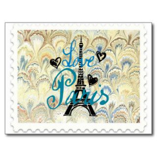 LOVE PARIS POSTAGE STAMP PRINT POST CARD