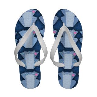 Ruffled Blue 70's Tuxedo Flip Flops