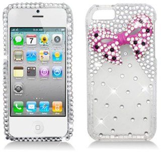 Aimo Wireless IPH5PC3D SD901 3D Premium Stylish Diamond Bling Case for iPhone 5   Retail Packaging   Pink Bow Tie: Cell Phones & Accessories