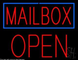 Mailbox Block Open Clear Backing Neon Sign 24" Tall x 31" Wide : Business And Store Signs : Office Products
