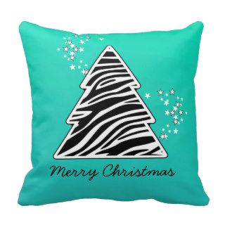 Turquoise zebra Christmas Tree Pillows