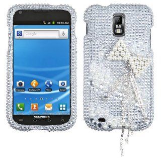 Fits Samsung T989 Hercules Hard Plastic Snap on Cover White Bow Chain Premium 3D Diamond T Mobile: Cell Phones & Accessories