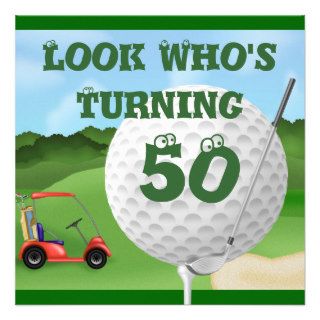 Funny Golf  50th Birthday Invitations TEMPLATE