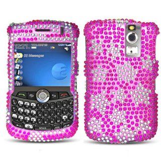 Hard Plastic Snap on Cover Fits RIM Blackberry 8300 8310 8320 8330 Curve Silver Heart With Hot Pink Full Diamond AT&T, Sprint, Verizon: Cell Phones & Accessories