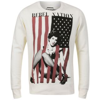 Ringspun Mens Rebel Flag Photo Print Crew Neck Sweat   White      Mens Clothing