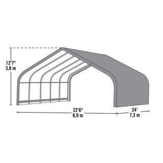 ShelterLogic Peak Style Run-In Shed — Green, 24ft.L x 22ft.W x 12ft.H, Model# 58542  Ag Shelters