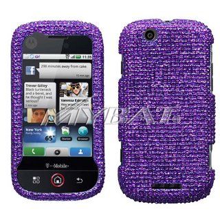 New Purple Sparkling Rhinestones Full Diamond Bling Motorola Cliq MB200 Snap on Cell Phone Case: Cell Phones & Accessories