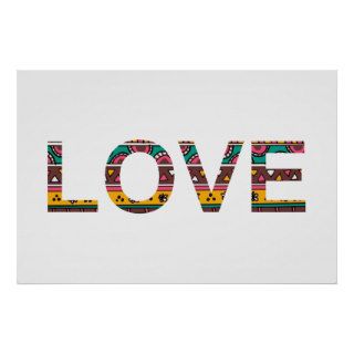 Tribal Love Word Art Posters