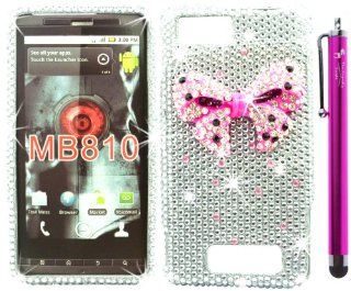The Friendly Swede (TM) 3D Blue Diamond Pearl Flower Bling Case for Motorola Droid X MB810/MB870 + 4.5" Aqua Blue Stylus + Tool   In Retail Packaging: Cell Phones & Accessories