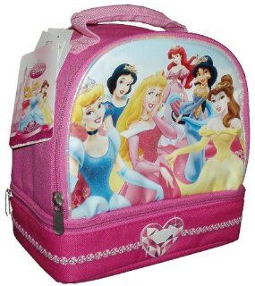 Disney Princess Pink Color Soft Insulated Lunch Bag/Box with 2 Compartments (0246): Sports & Outdoors