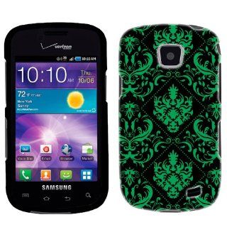 Samsung Galaxy Proclaim Green Damask on Black Phone Case Cover: Cell Phones & Accessories