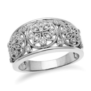 10 CT. T.W. Diamond Filigree Band in Sterling Silver   Size 7