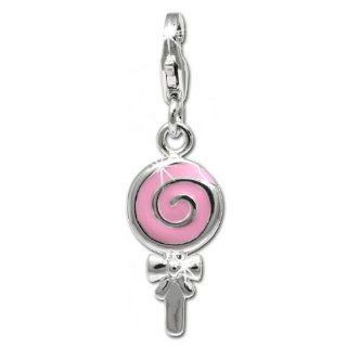 SilberDream Charm lollipop pink, 925 Sterling Silver Charms Pendant with Lobster Clasp for Charms Bracelet, Necklace or Earring FC627: Clasp Style Charms: Jewelry