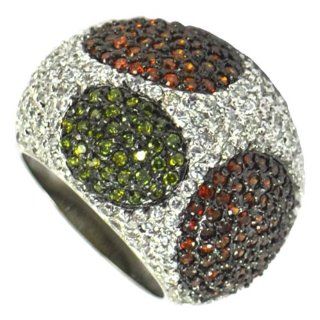 Chunky Amber & Peridot Oval Ring: Jewelry