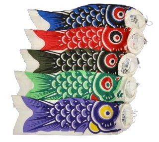 Cloth Koinobori Fish Windsocks set of 5 mini #G631 : Wind Bells : Patio, Lawn & Garden