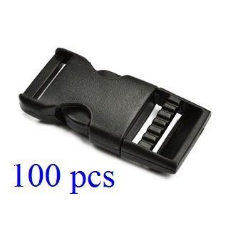 Cosmos  100 PCS 5/8" Black Color Flat Shape Plastic Side Release Plastic Buckles with Cosmos Fastening Strap