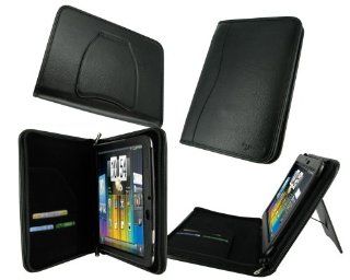 rooCASE Executive Portfolio (Black) Leather Case Cover with Landscape / Portrait View for HTC Jetstream 10.1 Inch Android Tablet: Computers & Accessories