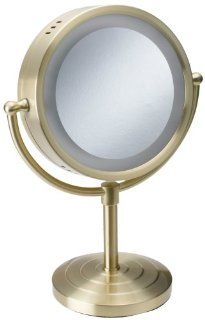 Jerdon Eclipse 5X to 1X Halo Lighted Mirror, Brushed Brass Finish : Personal Mirrors : Beauty