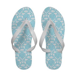 Light Blue Damask Pattern Flip Flops