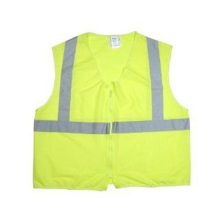 Mutual 84900 Polyester ANSI Class 2 Non Durable Flame Retardant Solid Vest with 2" FR Reflective Tapes, Large, Lime: Safety Vests: Industrial & Scientific